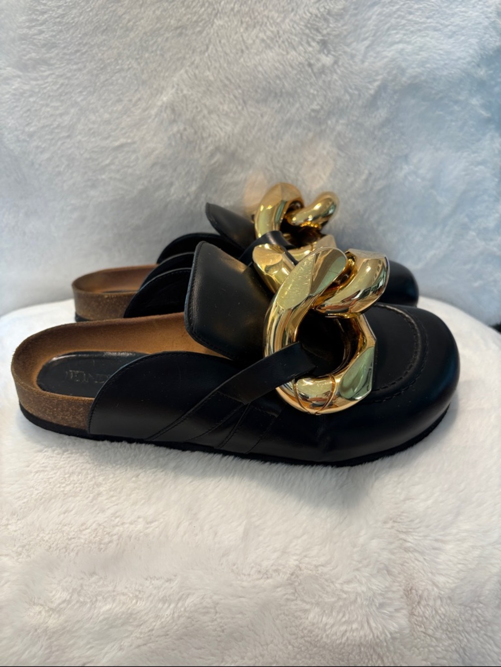 JW Anderson Chunky Napa Chain Slide Black Leather Slip-On Mules - Picture 2 of 7